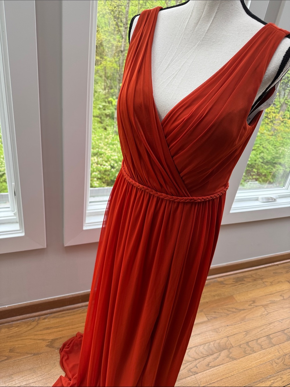 Azazie Rust Maxi Chiffon Dress  | Wedding Prom Event | SEE MEASUREMENTS